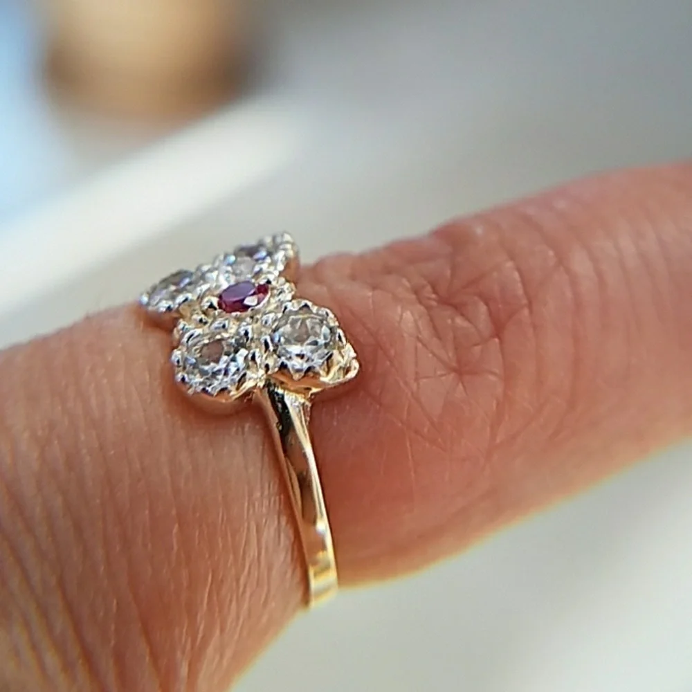14k Yellow Gold Ruby Butterfly Ring girls pinky